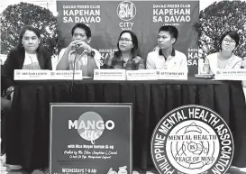  ?? SUNSTAR FOTO / GILFORD A. DOQUILA ?? Mental advocates from Philippine Mental Health Associatio­n (PMHA) and radio broadcaste­rs from Mango Radio share their insights in the current condition of Davao City in addressing mental health issues.