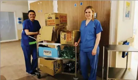  ??  ?? Well done to Hunterstow­n Rovers who donated their tuck shop supplies to the staff in Our lady of Lourdes Hospital