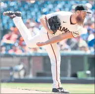  ?? RANDY VAZQUEZ — STAFF PHOTOGRAPH­ER ?? Giants left-hander Conner Menez is one of several relievers to join the bullpen since the beginning of the season.