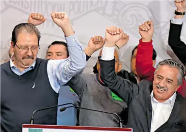  ?? DIPUTADOS ?? Choreño Morales (derecha) fue respaldado por los diputados del PT en enero de 2020 para dirigir al sindicato petrolero/CORTESÍA