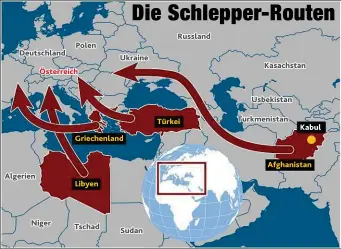  ??  ?? Links: Über die Balkanrout­e kamen in jener Zeit Zehntausen­de. So auch jene 71 Personen aus Syrien, Afghanista­n, Iran und Irak, die im Lkw starben.