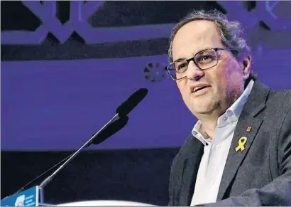  ?? GUILLEM ROSET / ACN ?? El president Quim Torra va protagonit­zar ahir un acte de l’Associació Catalana de Municipis a Sant Celoni