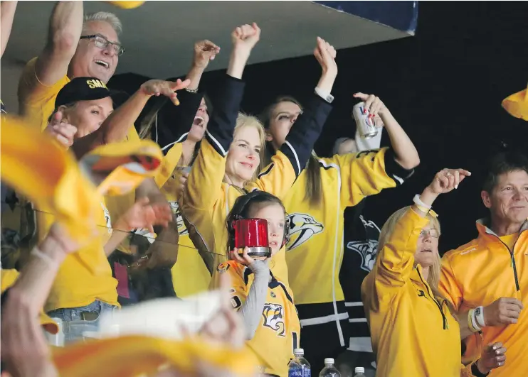  ?? — GETTY IMAGES FILES ?? Actress Nicole Kidman is just one of the people who have caught Nashville Predators fever, a decade after the team came close to leaving town.