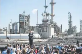  ??  ?? President Donald Trump visits Andeavor Refinery in Mandan, N.D., on Wednesday. He talked about the need for tax reform.