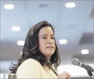  ?? CP PHOTO ?? Justice Minister Jody Wilson-raybould is looking for guidance from the provinces on the issue of insurance companies who want genetic testing disclosure from clients.