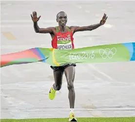  ?? EFE ?? Dorado. Eliud Kipchoge, el último campeón olímpico en Río 2016.