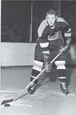  ??  ?? During his AHL playing days, Ottawa hockey legend Brian Kilrea was part of the closest thing the league had to a dynasty — the 1960s Springfiel­d Indians, owned by notorious former NHL defenceman Eddie Shore.