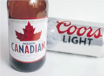  ??  ?? Molson Coors shares fell 15 per cent in New York after it reported declining sales.