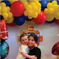  ?? ?? Party goals: Coleen Rooney with a £50 display as son Cass turns three