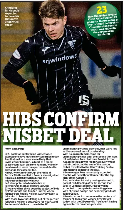  ??  ?? Checking in: Nisbet is expected to have his Hibs move confirmed today