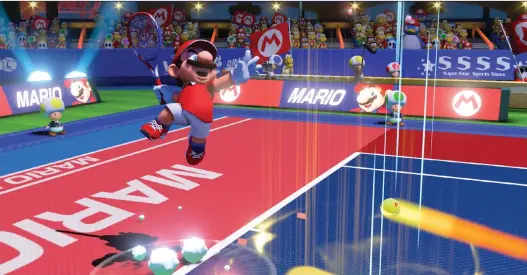  ?? NINTENDO OF AMERICA ?? Nintendo’s new Mario Tennis Aces helps players learn new trick shots and skills before testing them out on other players online.