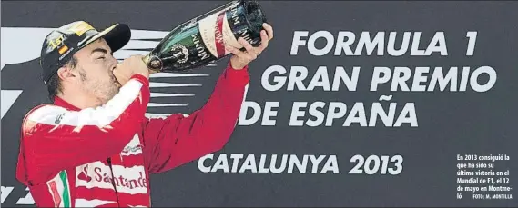  ?? FOTO: M. MONTILLA ?? En 2013 consiguió la que ha sido su última victoria en el Mundial de F1, el 12 de mayo en Montmeló