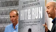  ?? KEVIN STENT, MONIQUE FORD/STUFF ?? Investigat­ive journalist­s Nicky Hager and Jon Stephenson, below, published Hit & Run in 2017 and Sir Geoffrey Palmer and Sir Terence Arnold, left, headed the subsequent Operation Burnham Inquiry, which recommende­d a new watchdog.
