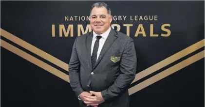  ?? PHOTO: GETTY IMAGES ?? As good as it gets . . . Mal Meninga poses for photograph­s after he was named as the 13th Immortal at the Hall of Fame ceremony in Sydney on Wednesday night.