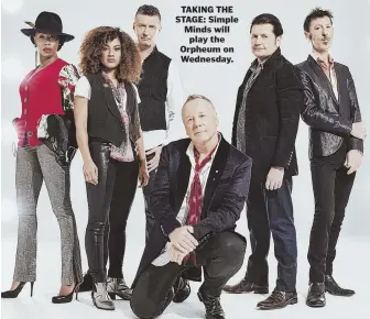  ??  ?? TAKING THE STAGE: Simple Minds will play the Orpheum on Wednesday.