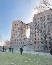  ?? AGENCIES ?? (Left-right) Turkish President Recep Tayyip Erdogan opening Ukrainian-Russian talks in Istanbul; a destroyed administra­tion building in the southern Ukrainian port of Mykolaiv, following a Russian airstrike, amid Russian invasion of Ukraine.