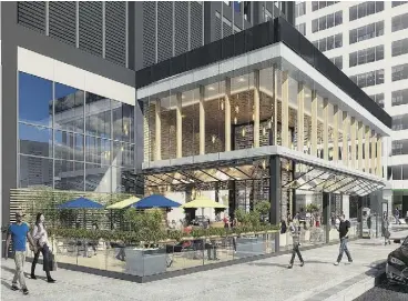  ?? BEN RAHN / A- FRAME STUDIO ?? Slate Asset Management plans to transform the northwest corner into an attractive two-storey glass-fronted restaurant space, with a ground-level patio.