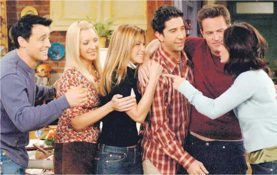  ??  ?? Special bond: Friends stars Matt LeBlanc, Lisa Kudrow, Jennifer Aniston, David Schwimmer, Matthew Perry and Courteney Cox.