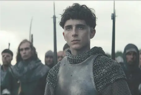  ?? NETFLIX ?? Timothée Chalamet must navigate his way through palace politics as King Henry V of England in The King, now streaming on Netflix.