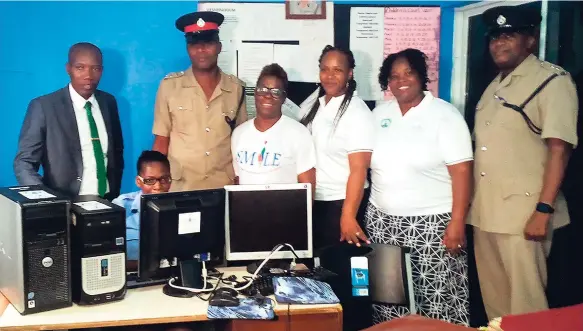  ?? CONTRIBUTE­D ?? From left: Waterford Councillor Courtney Edwards, station commander for the Caymanas Police Station, Inspector Mark Goffe, Camille Stewart, Simone Perry-Edwards, Keisha McFarquhar from Growth Foundation, and zone commander, Asst Supt Charles Cain....