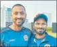  ?? TWITTER ?? Lukman Meriwala with Baroda T20 captain Krunal Pandya; and (below) Chetan Sakariya with his mentor and Saurashtra teammate Jaydev Unadkat.