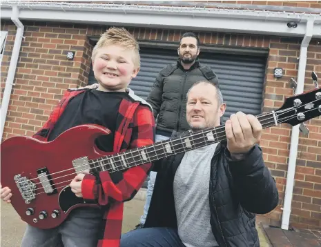  ??  ?? Dave Cook is raising funds for his nephew William Calvert, eight. Sons of Eden band member Ben Potts is pictured, back.