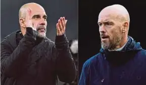  ?? AFP PIC ?? Pep Guardiola’s Manchester City start today’s derby against Erik ten Hag’s Manchester United as red-hot favourites to extend their dominance over their rivals.