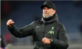  ?? Photograph: Nick Potts/PA ?? Jürgen Klopp, pictured celebratin­g at Burnley on Boxing Day, said winning at Newcastle in August gave Liverpool confidence.