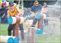  ?? PHOTO / TANIA WHYTE ?? Matty Barndis and Matt Isaacs compete in the Bore Cut event at the 2020 Whangārei A&P Show.