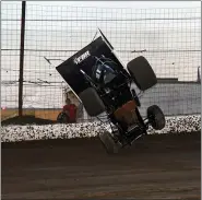  ?? RICH KEPNER — FOR MEDIANEWS GROUP ?? Tony Fiore flips at the first turn at Grandview Speedway.