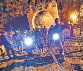  ?? PTI ?? Rescue operations underway at Tapovan tunnel in Uttarakhan­d’s Chamoli on Tuesday