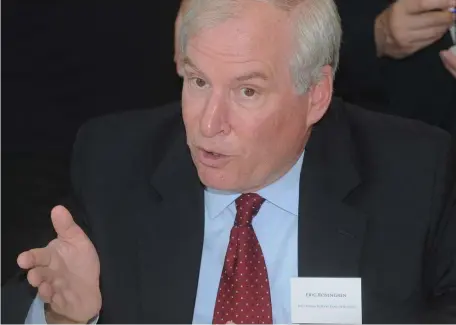  ?? HERALD STAFF FILE ?? WATCHING AND WAITING: Boston Fed Chief Eric Rosengren, seen speaking in 2014, says the economy will have a hard time gaining altitude in the next few months, with a rebound seen in the second half of the year.