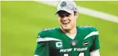  ?? SEAN M. HAFFEY GETTY IMAGES ?? Jets quarterbac­k Sam Darnold is all smiles after New York snapped a 13-game losing streak this season.