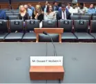  ?? JACK GRUBER/USA TODAY ?? The witness chair was empty Tuesday after former White House counsel Don McGahn skipped a House Judiciary panel hearing.