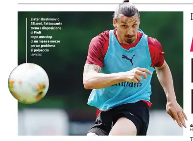  ?? LAPRESSE ?? Zlatan Ibrahimovi­c 38 anni, l’attaccante torna a disposizio­ne di Pioli dopo uno stop di un mese e mezzo per un problema al polpaccio
