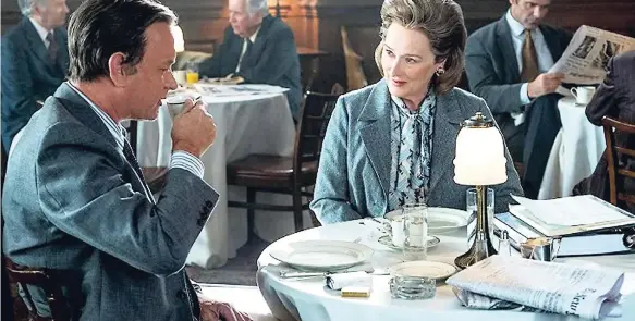  ?? CONTRIBUTE­D ?? Multiple Academy Award winner Mary Streep (right) and Tom Hanks in ‘The Post’.
