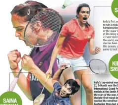  ?? PHOTO: GETTY IMAGES ?? Rio would be the third Olympic assignment for the 26-year-old, who clinched a bronze four years ago at London. The world No 5 has struggled for form since an injury last year, but the title at Australian Open last month bodes well for India’s chances.