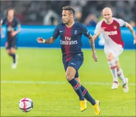  ?? FOTO: EFE ?? Neymar Jr. durante la pasada Supercopa de Francia en la que el PSG derrotó al Mónaco