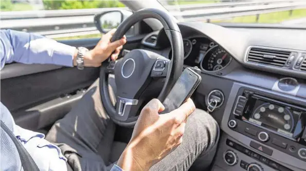  ?? Dreamstime ?? Drivers who own cars with assistance technology are twice as likely to engage in distractin­g behavior when the systems are turned on.