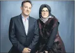  ??  ?? Director Bryan Fogel, left, and Hatice Cengiz, fiancee of the murdered journalist Jamal Khashoggi.