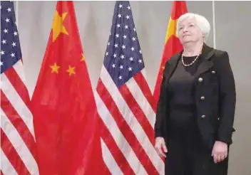  ?? — AFP ?? Janet L Yellen is set to make her second trip to China for four days of meetings in Guangzhou and Beijing.