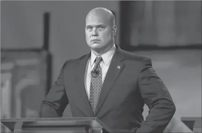  ?? AP PHOTO ?? In this April 24, 2014, photo, then-Iowa Republican senatorial candidate and former U.S. Attorney Matt Whitaker watches before a live televised debate in Johnston, Iowa.