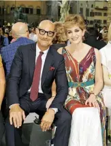  ??  ?? Tucci and his wife Felicity Blunt in Florence in 2019