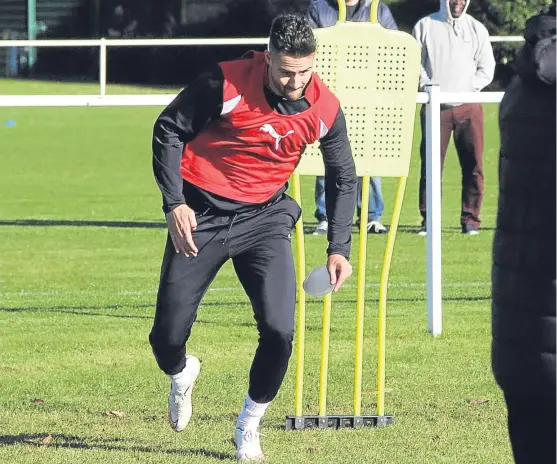  ?? Picture: David Young. ?? Marcus Haber, who has joined Dundee until the end of the season, during a training session with the Dens Park club yesterday as they prepare to face Partick Thistle in the Premiershi­p tomorrow. Sports editor’s assessment on page 51.