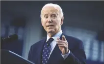  ?? EVAN VUCCI VIA AP ?? PRESIDENT
JOE BIDEN delivers remarks on student loan debt at Madison College on Monday in Madison, Wis.