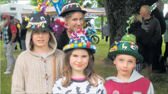  ??  ?? Erina, Kiera, Keani and Kaleb Muller from Waipawa all had very creative hats.