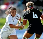  ?? ?? Left, Amy Cokayne on the charge for England in the World Cup semifinal last weekend.
Right, Cokayne as a student at Feilding High School in 2013.