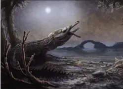  ?? Trustees of the Natural History Museum, London ?? An artist's rendering of a Lemmysuchu­s, a sea-dwelling crocodile.