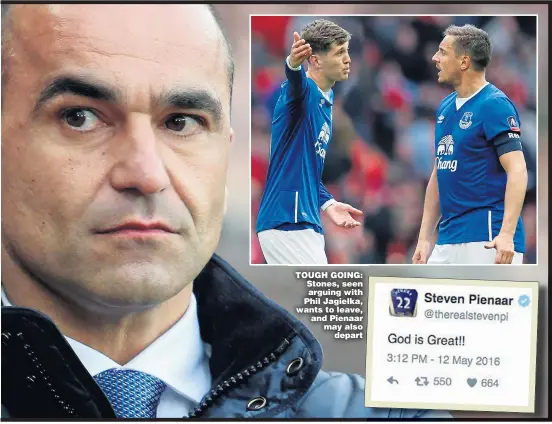  ?? Pictures: STEPHEN POND, IAN HORROCKS, PAUL THOMAS and ANDREW COULDRIDGE ?? TOUGH GOING: Stones, seen arguing with Phil Jagielka, wants to leave, and Pienaar may also depart