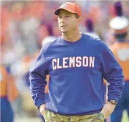  ?? RICHARD SHIRO/AP ?? Clemson head coach Dabo Swinney says the Clemson-South Carolina game is always one of the best weeks of the year.